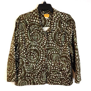 Ruby Rd Short Jacket Women's 18 Brown 3/4 Sleeves Cotton Blend Office Casual